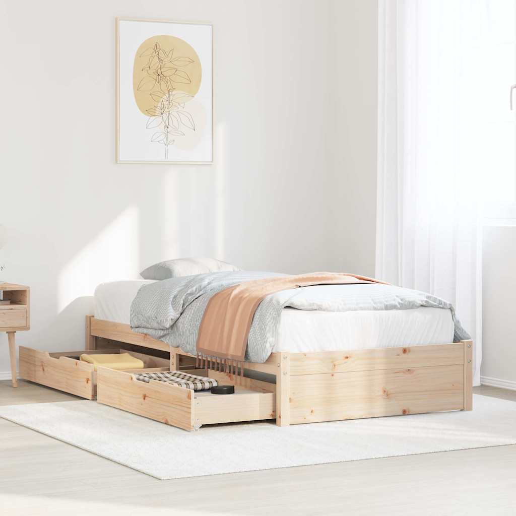 Bedframe zonder matras massief grenenhout 75x190 cm – afbeelding 1