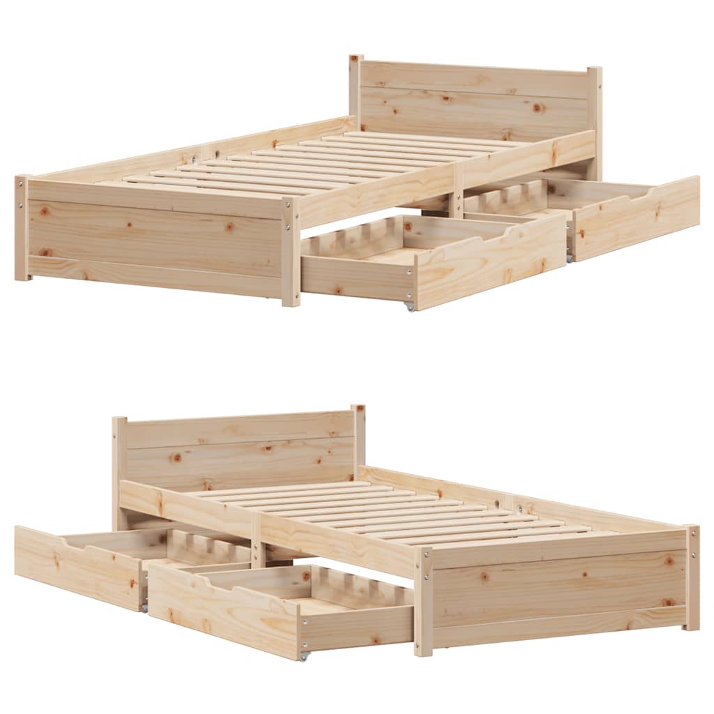 Bedframe zonder matras massief grenenhout 100x200 cm – afbeelding 9