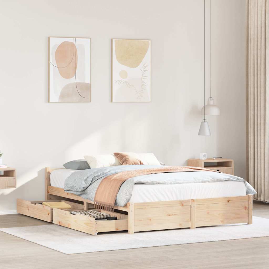 Bedframe zonder matras massief grenenhout 140x200 cm – afbeelding 1