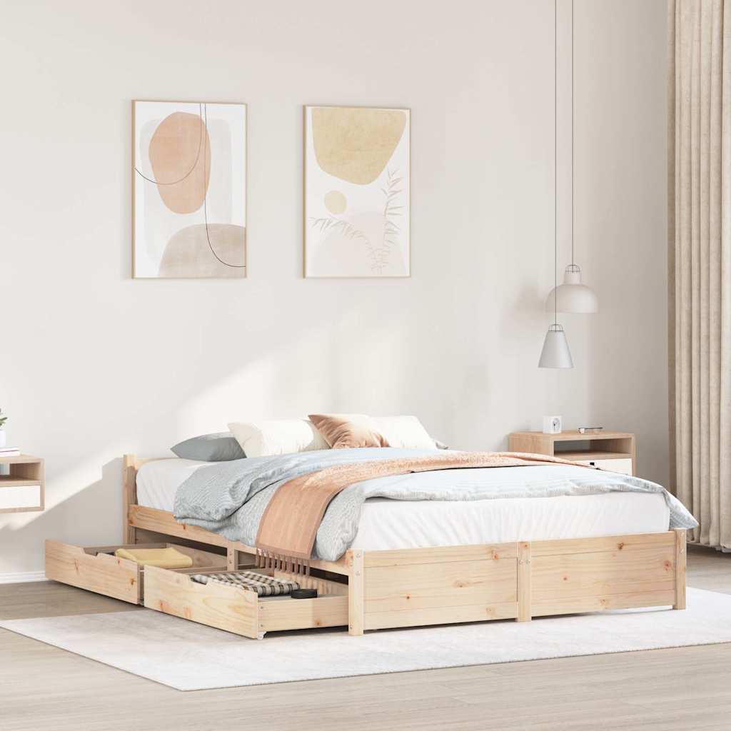 Bedframe zonder matras massief grenenhout 150x200 cm – afbeelding 1