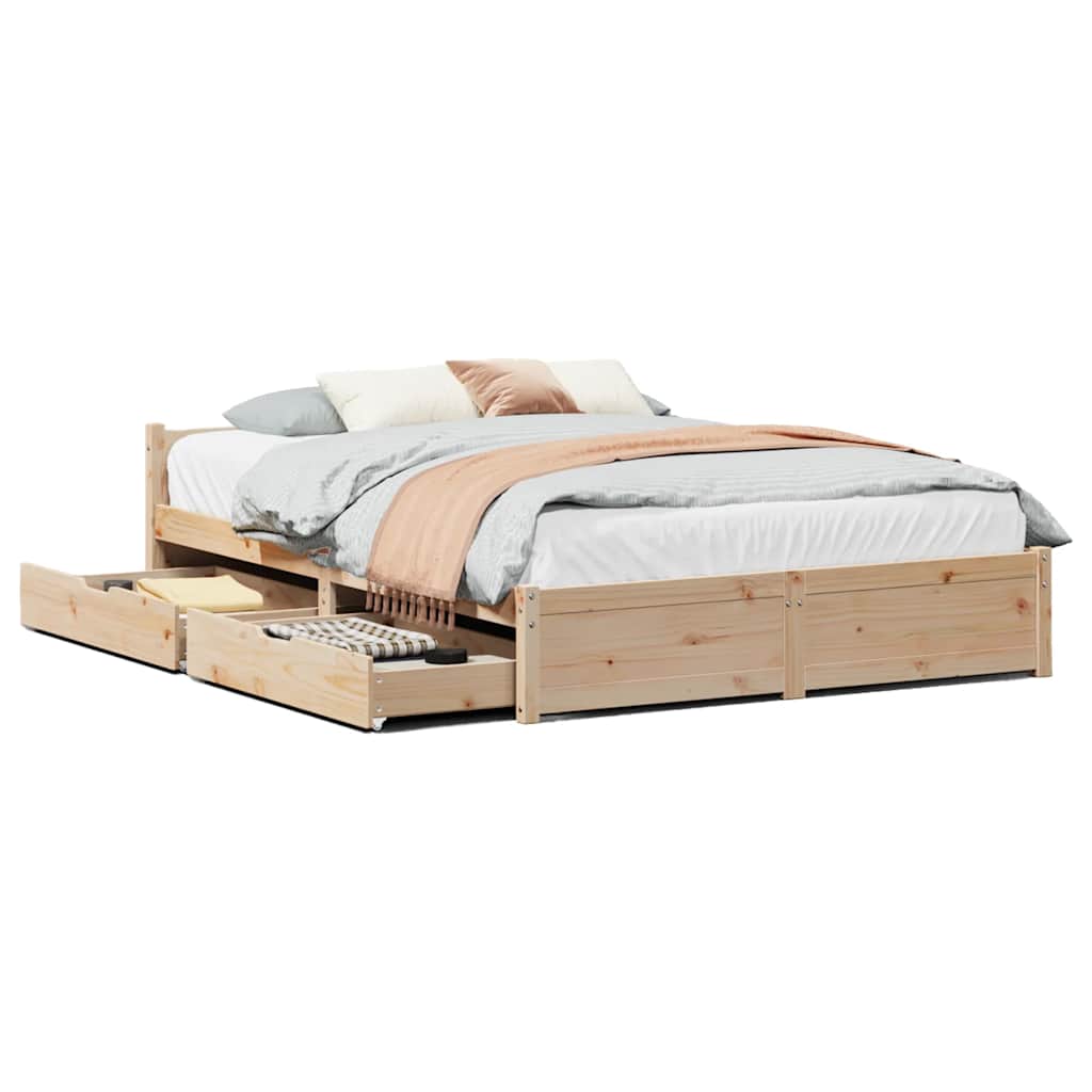 Bedframe zonder matras massief grenenhout 150x200 cm – afbeelding 2