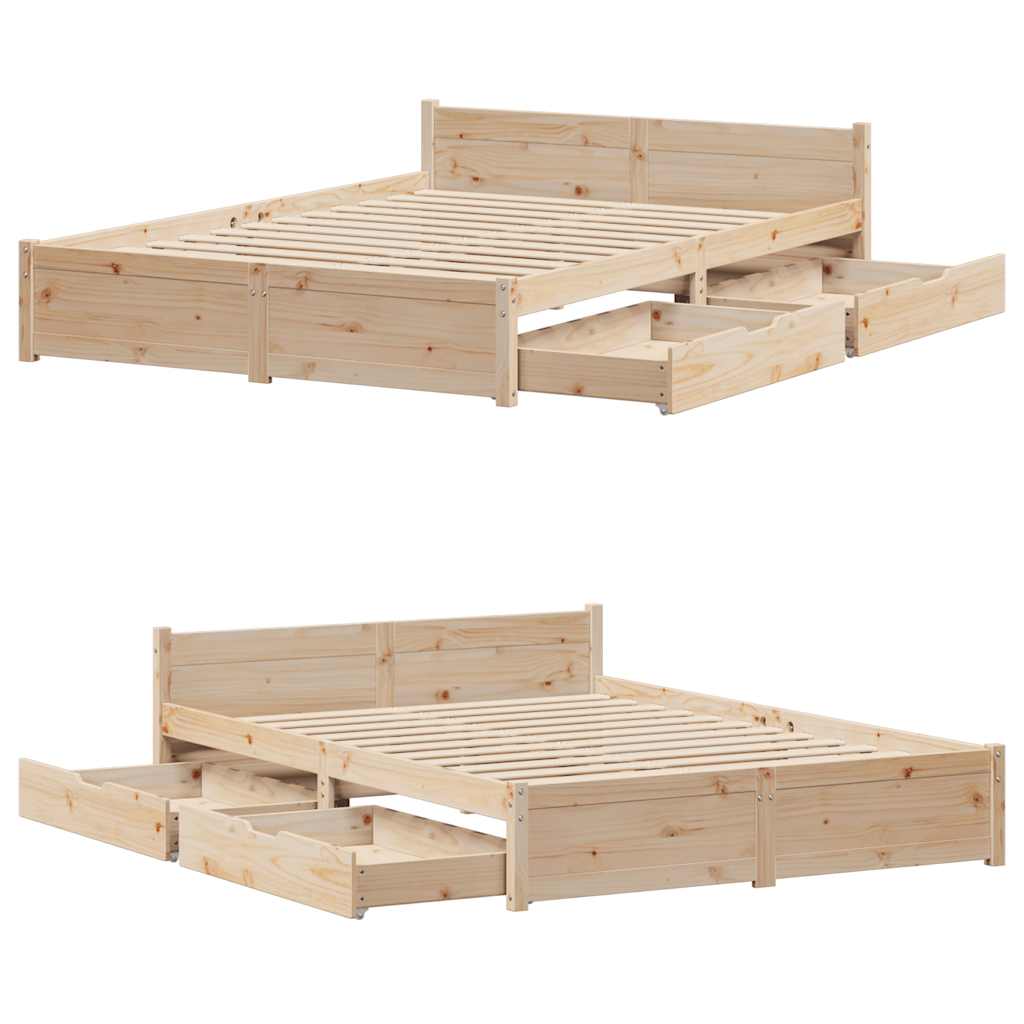 Bedframe zonder matras massief grenenhout 150x200 cm – afbeelding 9