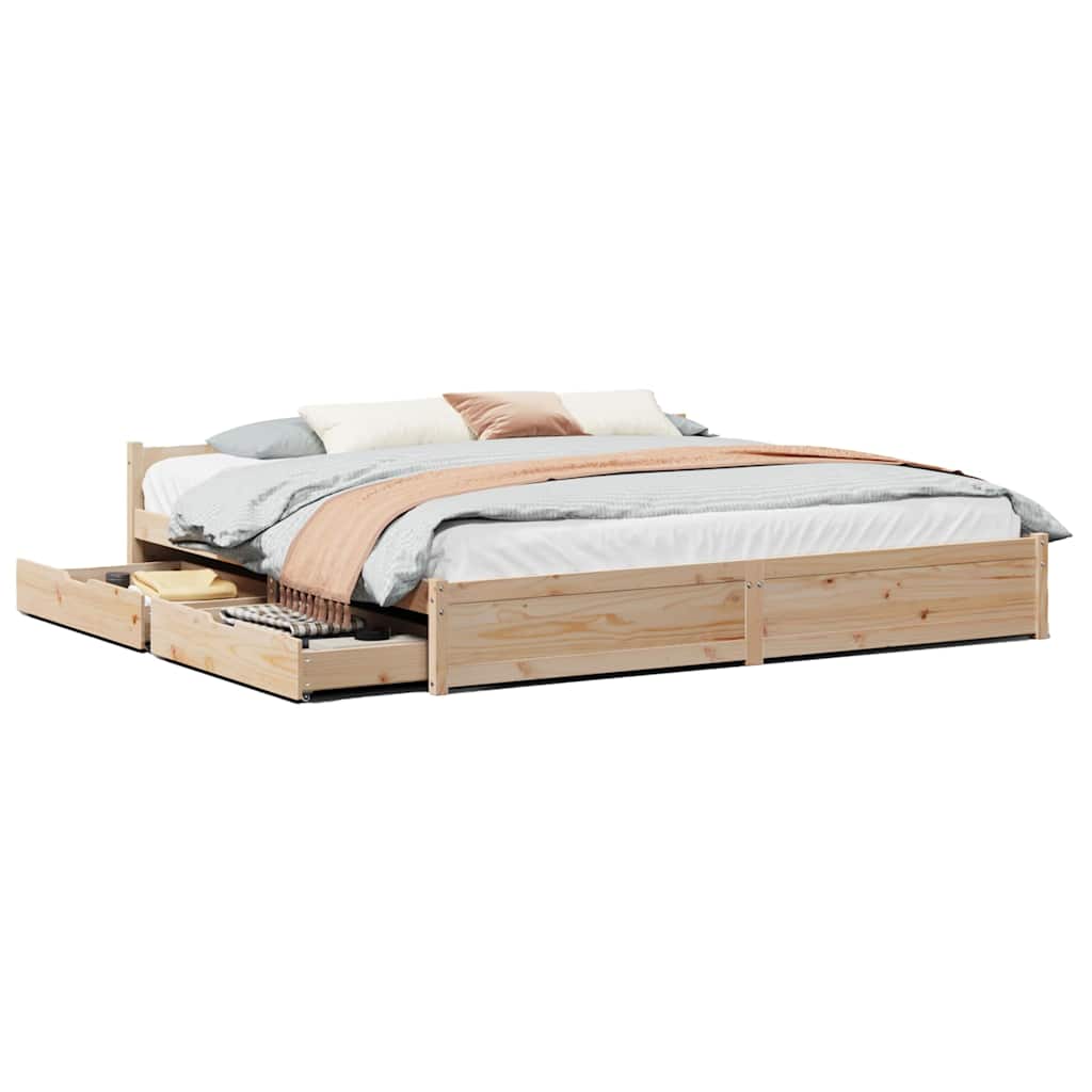 Bedframe zonder matras massief grenenhout 200x200 cm – afbeelding 2
