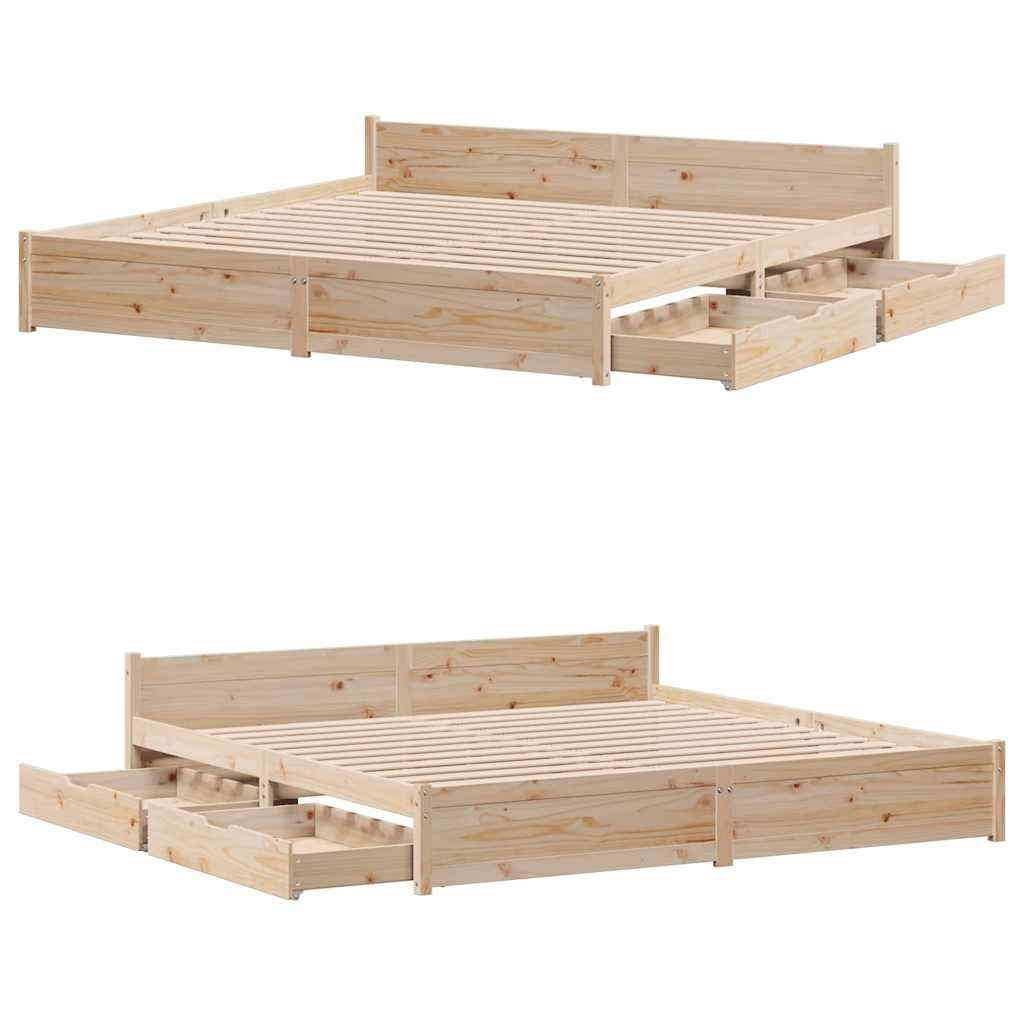 Bedframe zonder matras massief grenenhout 200x200 cm – afbeelding 9
