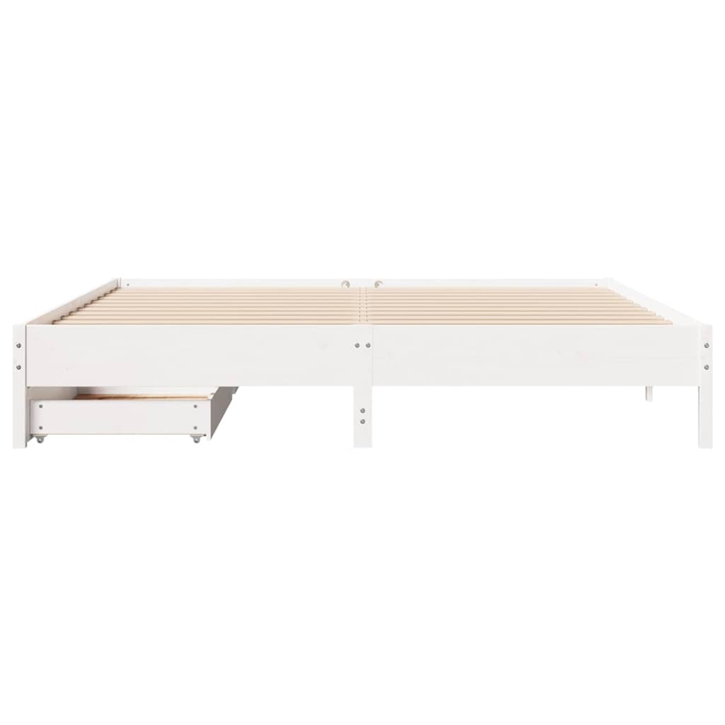 Bedframe zonder matras massief grenenhout wit 200x200 cm – afbeelding 4