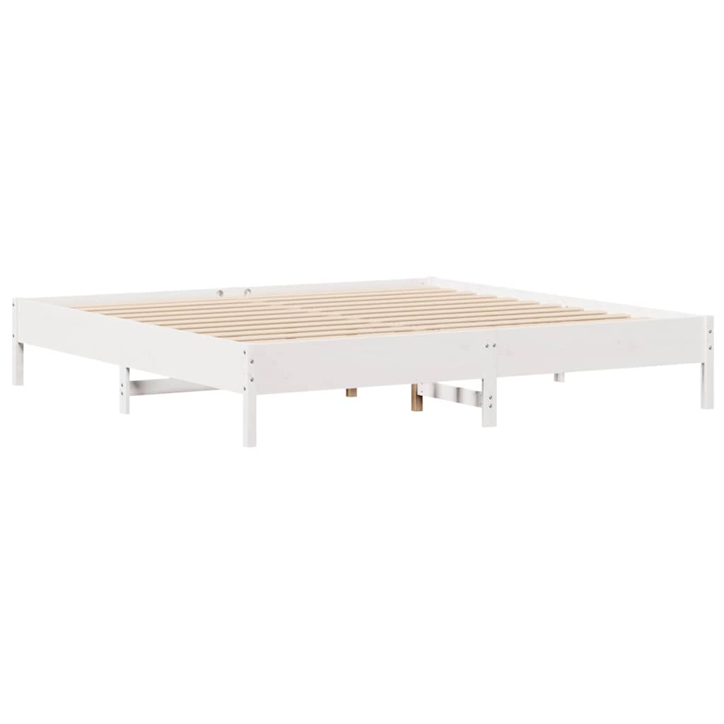 Bedframe zonder matras massief grenenhout wit 200x200 cm – afbeelding 5