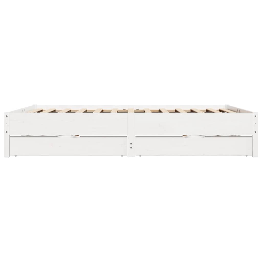 Bedframe zonder matras massief grenenhout wit 200x200 cm – afbeelding 7