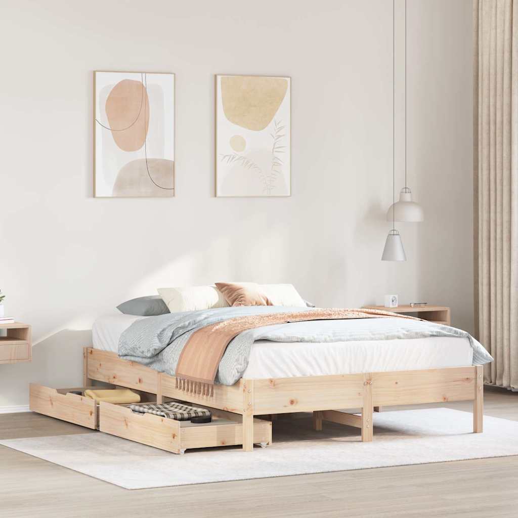 Bedframe zonder matras massief grenenhout 135x190 cm – afbeelding 1