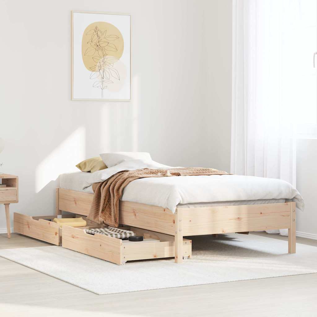 Bedframe zonder matras massief grenenhout 75x190 cm – afbeelding 1