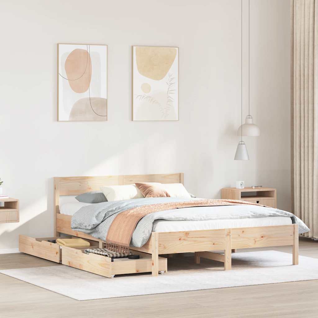 Bedframe zonder matras massief grenenhout 140x200 cm – afbeelding 1