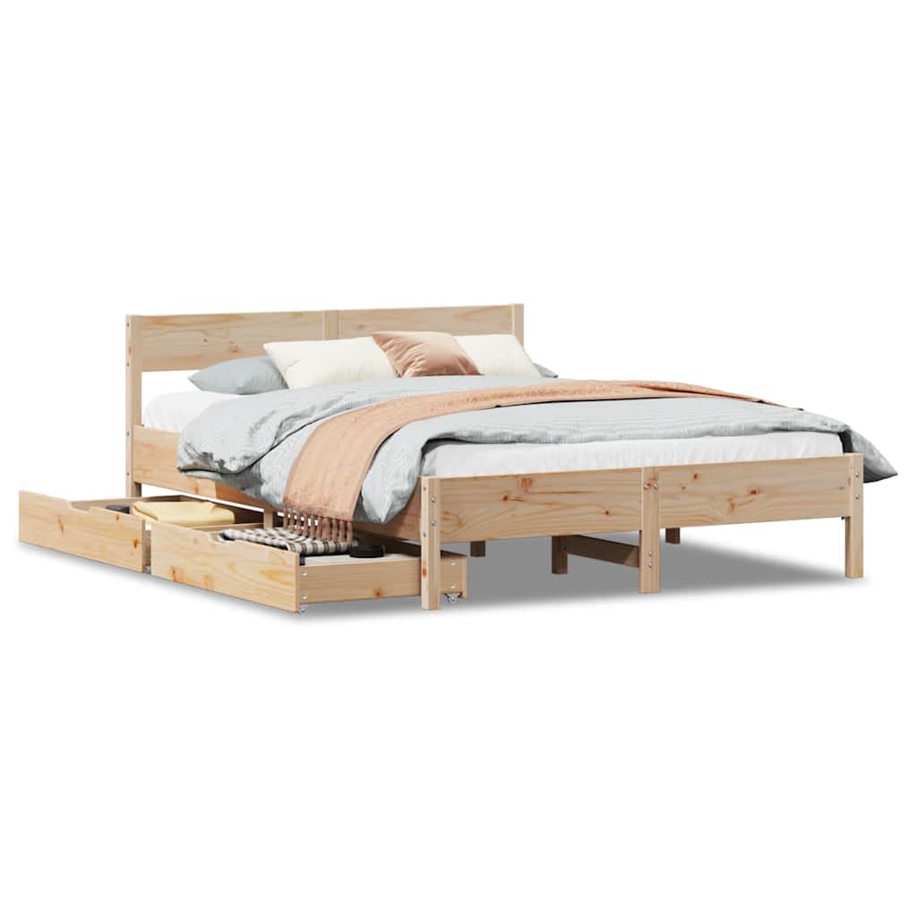 Bedframe zonder matras massief grenenhout 140x200 cm – afbeelding 2