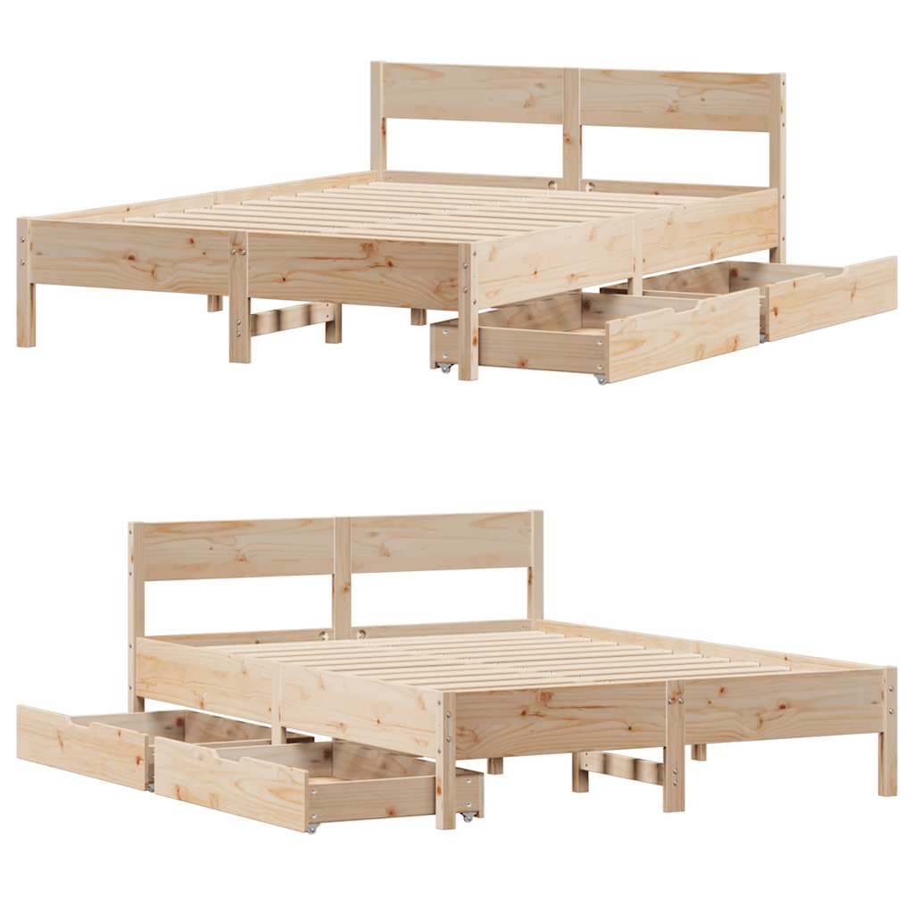 Bedframe zonder matras massief grenenhout 140x200 cm – afbeelding 9