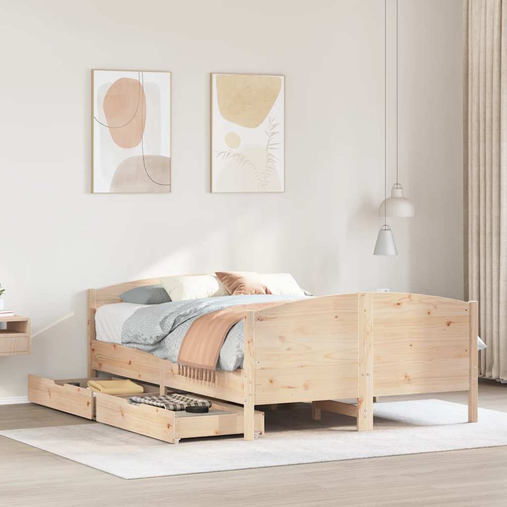 Bedframe zonder matras massief grenenhout 150x200 cm – afbeelding 1