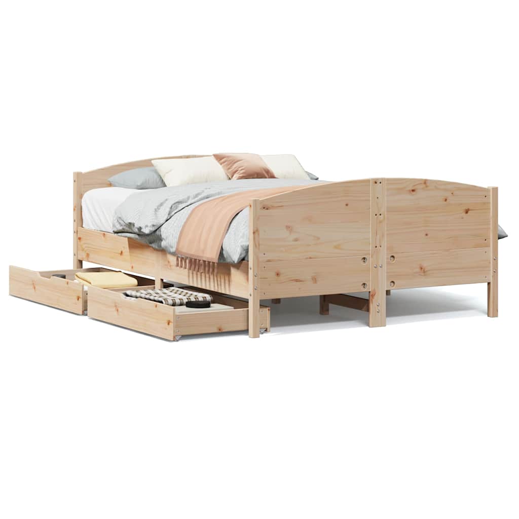 Bedframe zonder matras massief grenenhout 150x200 cm – afbeelding 2