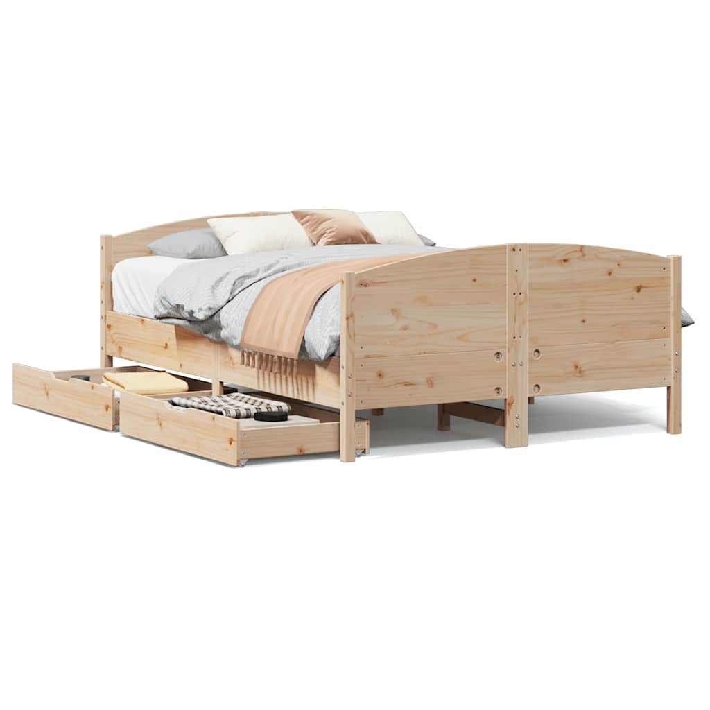 Bedframe zonder matras massief grenenhout 140x200 cm – afbeelding 2