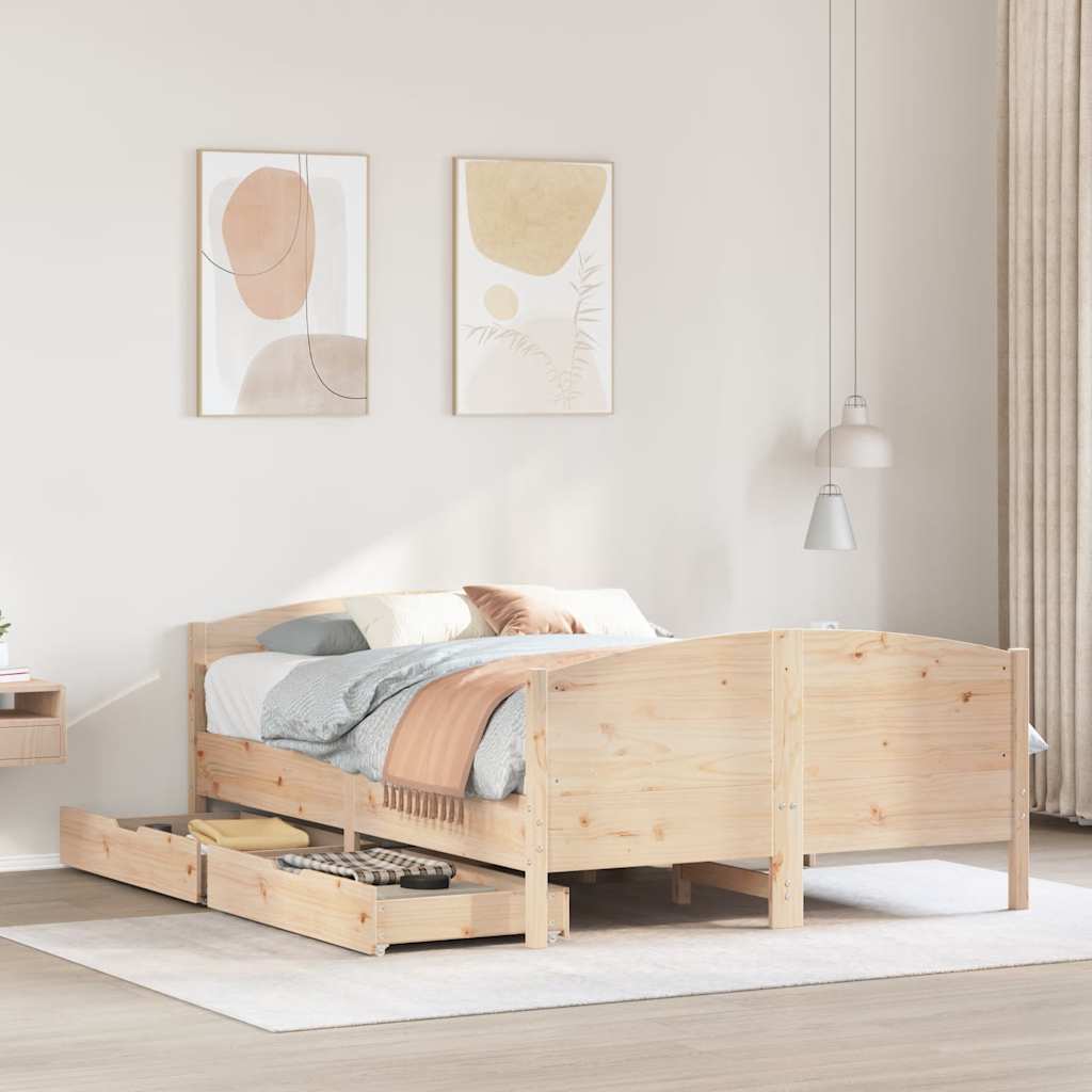 Bedframe zonder matras massief grenenhout 140x190 cm – afbeelding 1