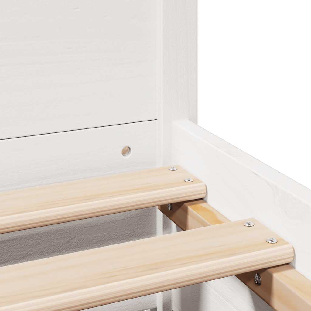 Bedframe zonder matras massief grenenhout wit 140x190 cm – afbeelding 10