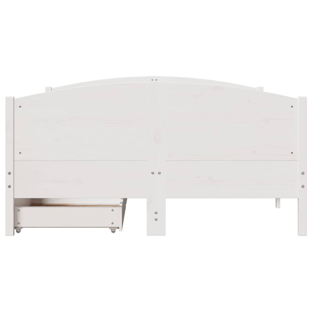 Bedframe zonder matras massief grenenhout wit 140x190 cm – afbeelding 4
