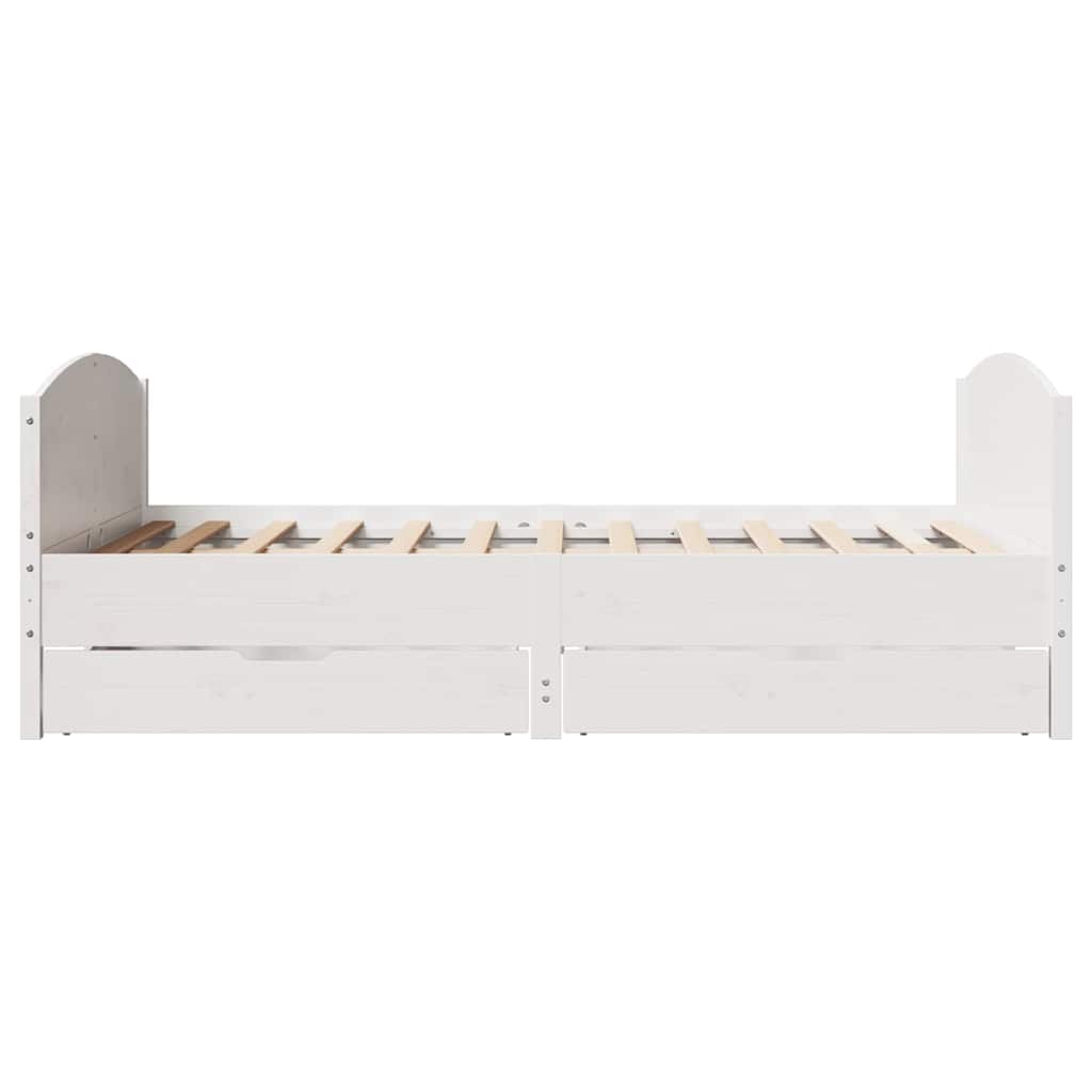 Bedframe zonder matras massief grenenhout wit 140x190 cm – afbeelding 7