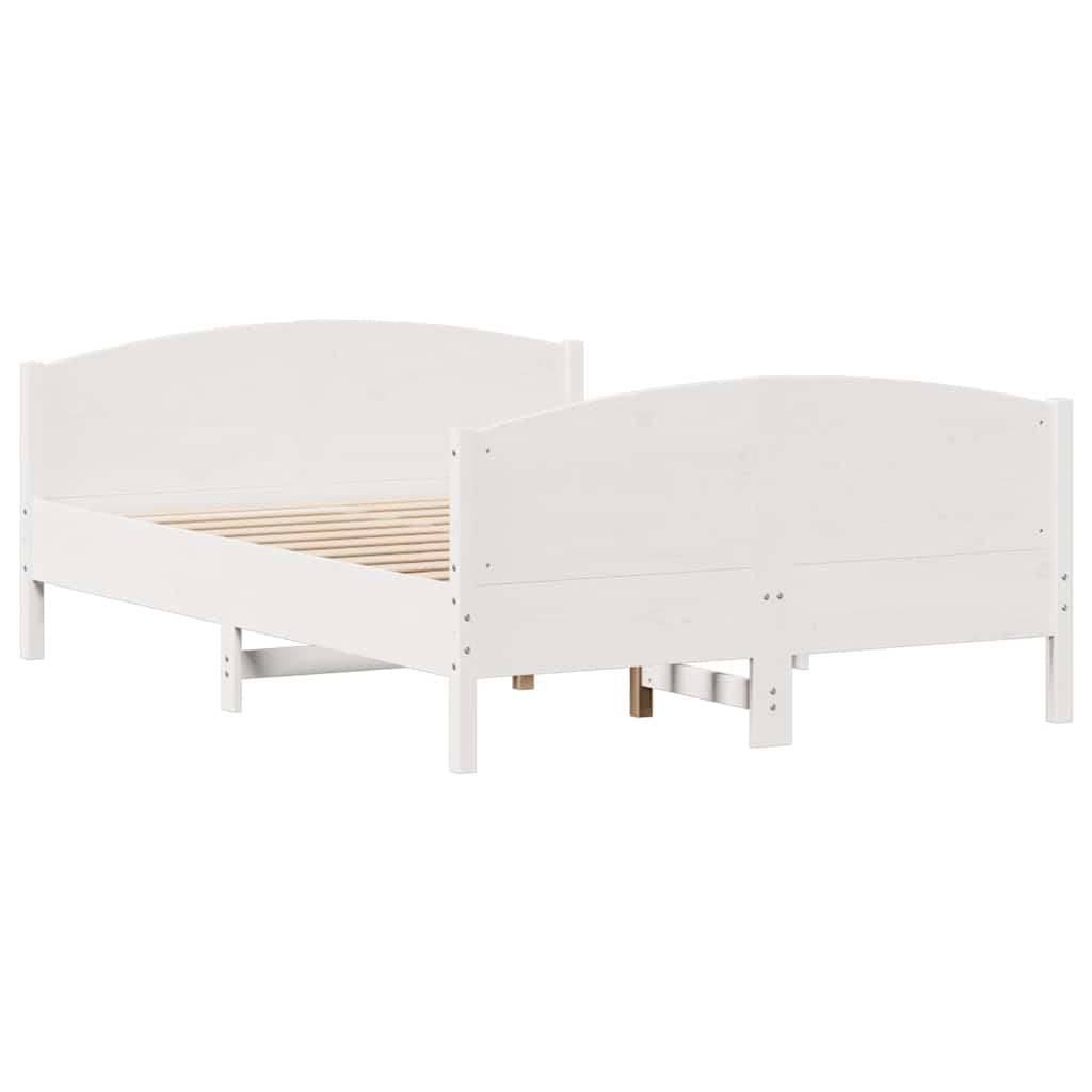 Bedframe zonder matras massief grenenhout wit 140x190 cm – afbeelding 8