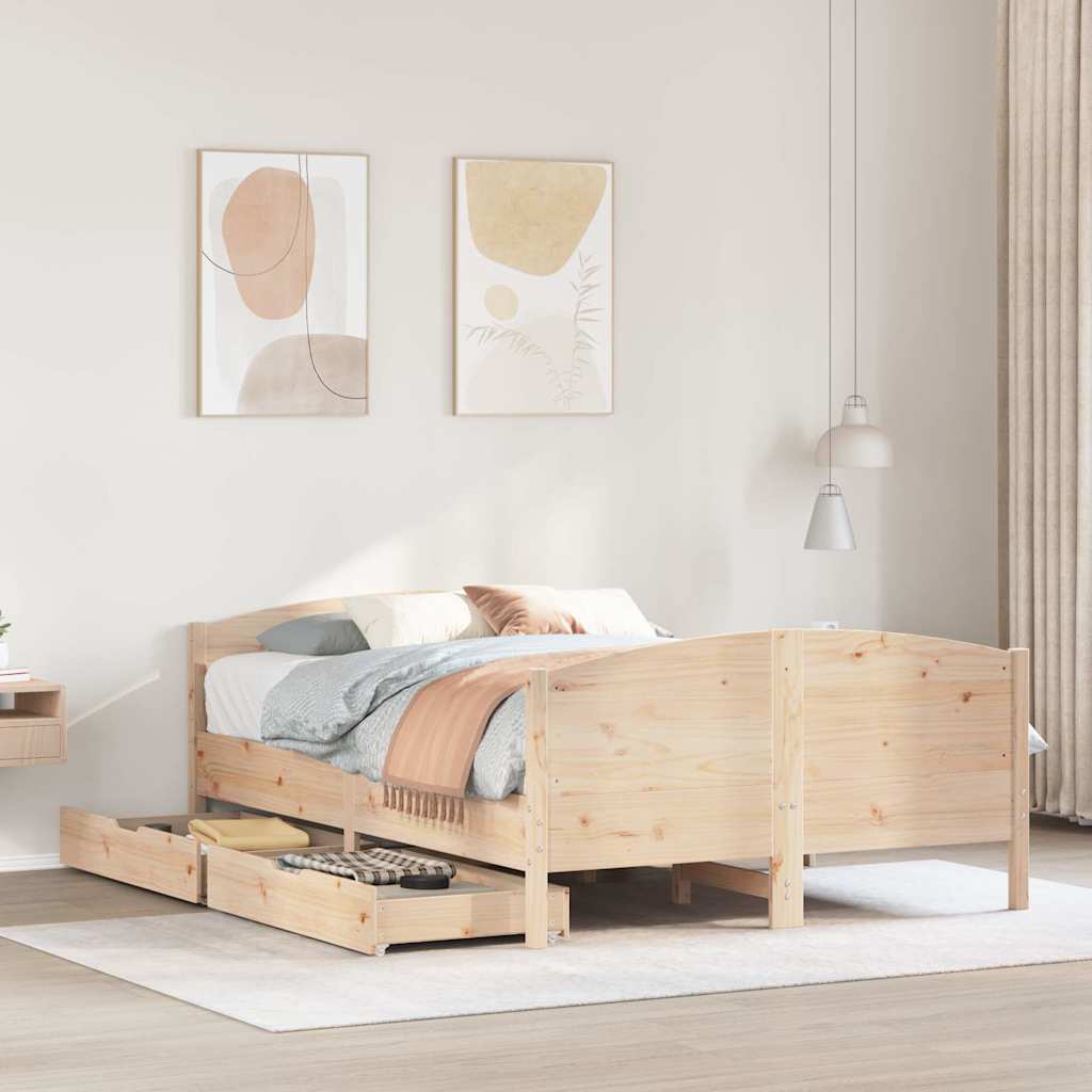 Bedframe zonder matras massief grenenhout 135x190 cm – afbeelding 1
