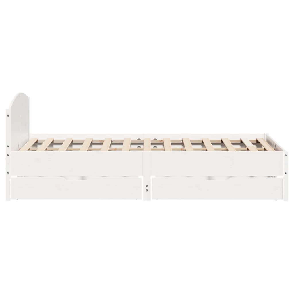 Bedframe zonder matras massief grenenhout wit 150x200 cm – afbeelding 7