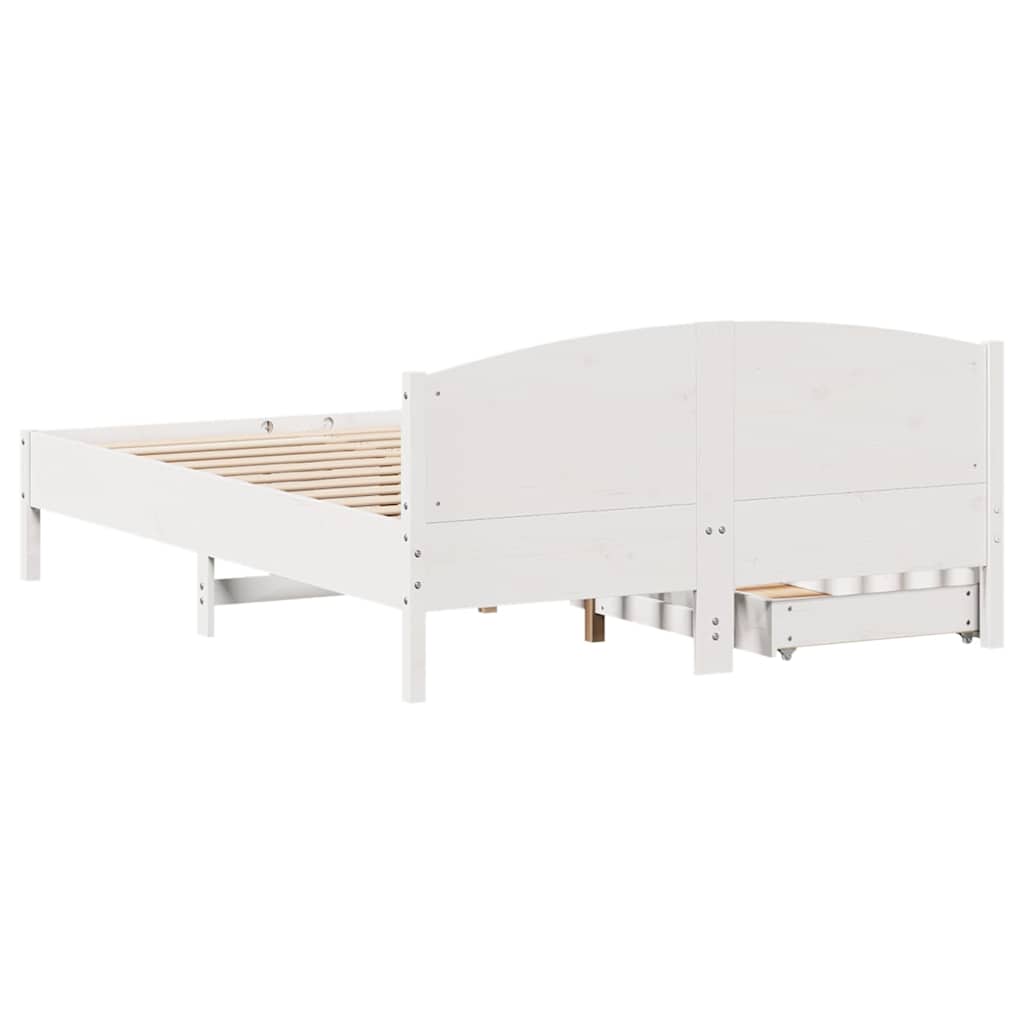Bedframe zonder matras massief grenenhout wit 150x200 cm – afbeelding 8