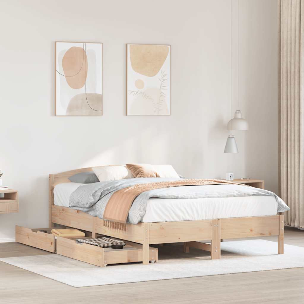 Bedframe zonder matras massief grenenhout 140x200 cm – afbeelding 1