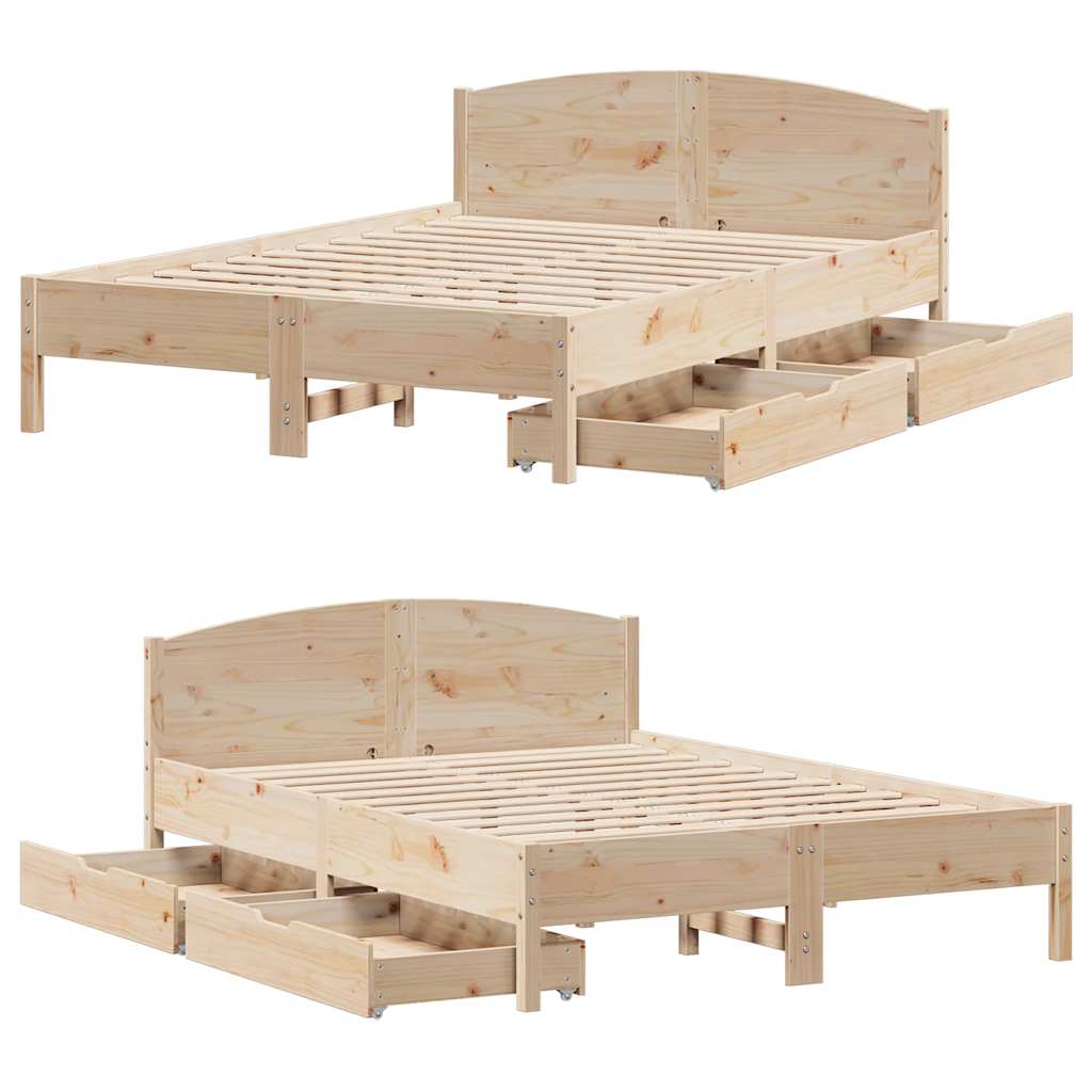 Bedframe zonder matras massief grenenhout 140x200 cm – afbeelding 9
