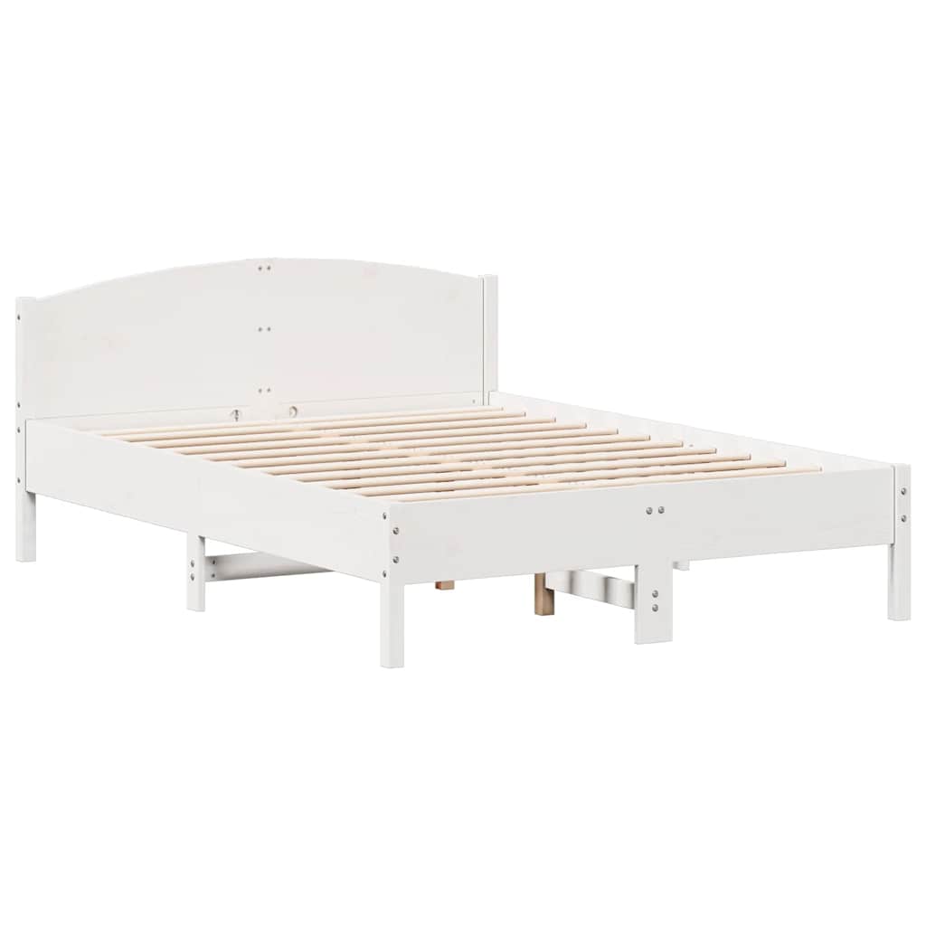Bedframe zonder matras massief grenenhout wit 140x190 cm – afbeelding 5