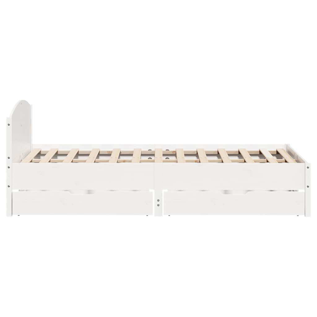 Bedframe zonder matras massief grenenhout wit 140x190 cm – afbeelding 7