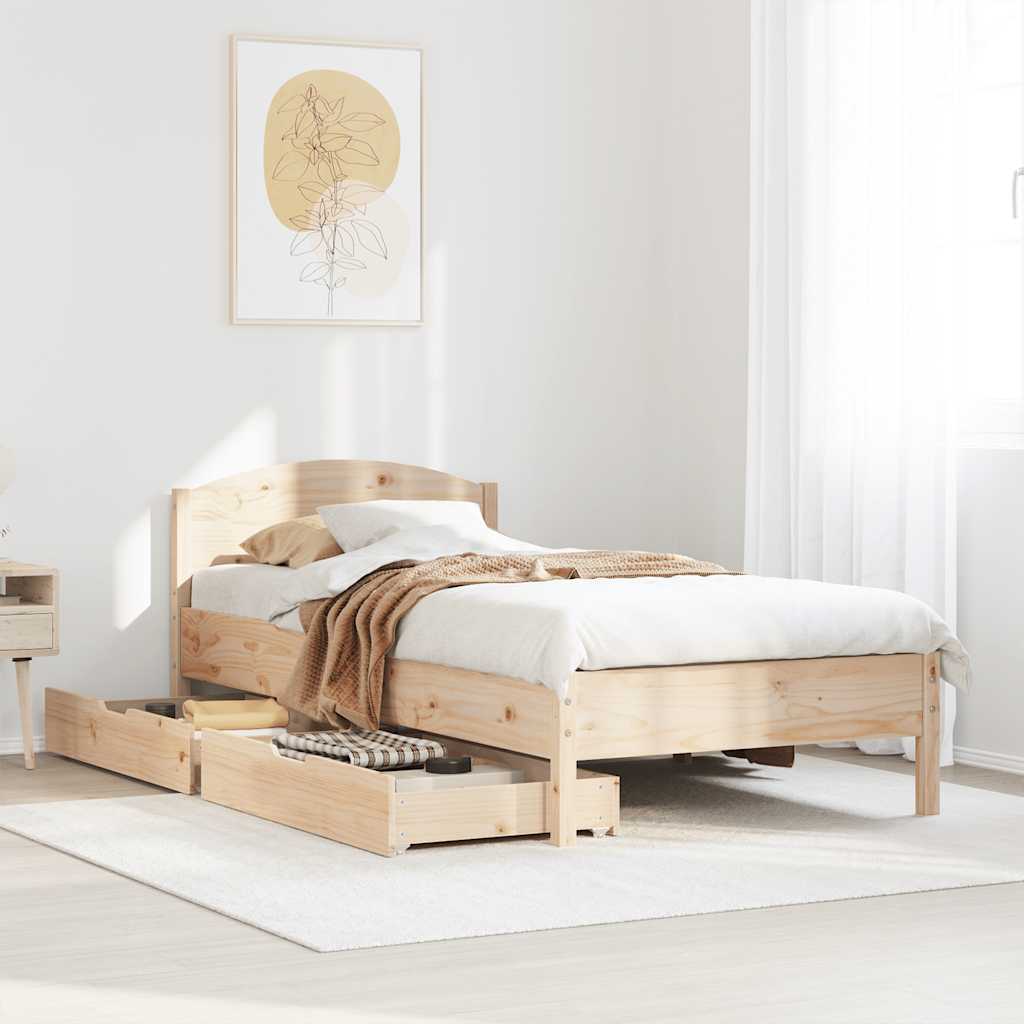 Bedframe zonder matras massief grenenhout 75x190 cm – afbeelding 1