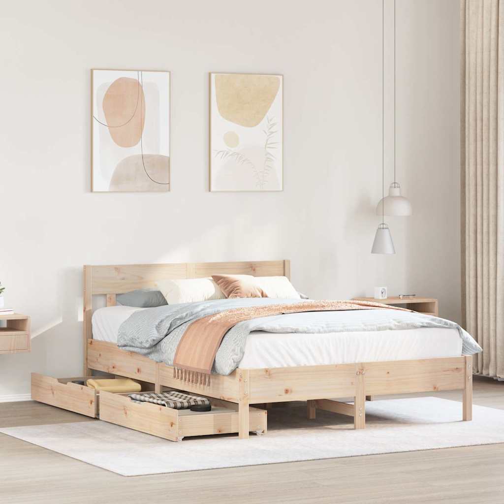Bedframe zonder matras massief grenenhout 140x200 cm – afbeelding 1