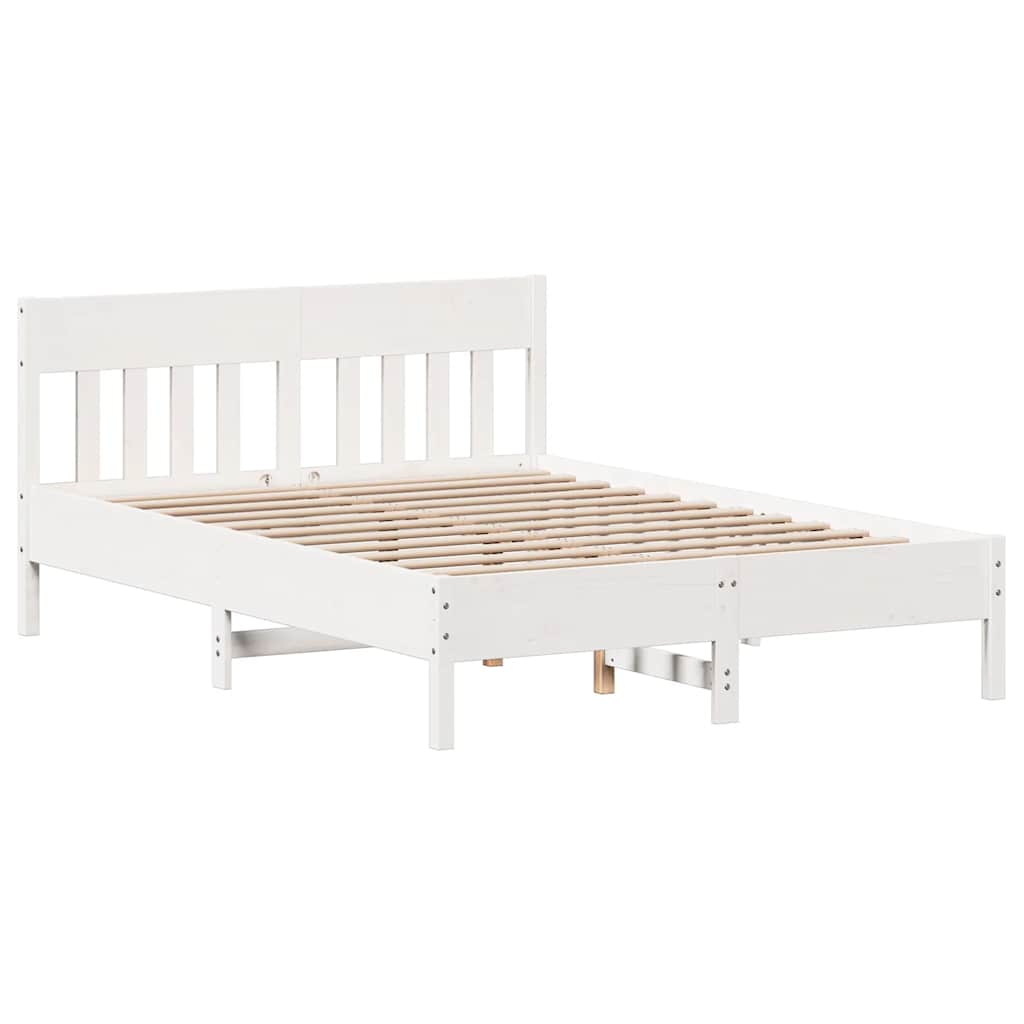 Bedframe zonder matras massief grenenhout wit 140x200 cm – afbeelding 5