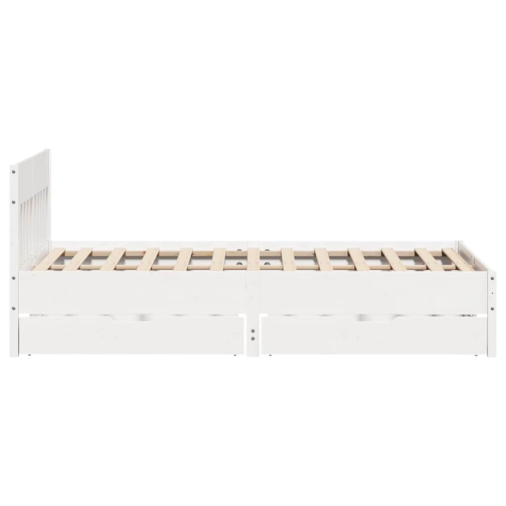 Bedframe zonder matras massief grenenhout wit 140x200 cm – afbeelding 7