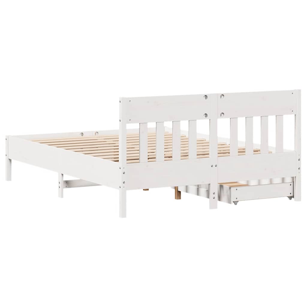 Bedframe zonder matras massief grenenhout wit 140x200 cm – afbeelding 8