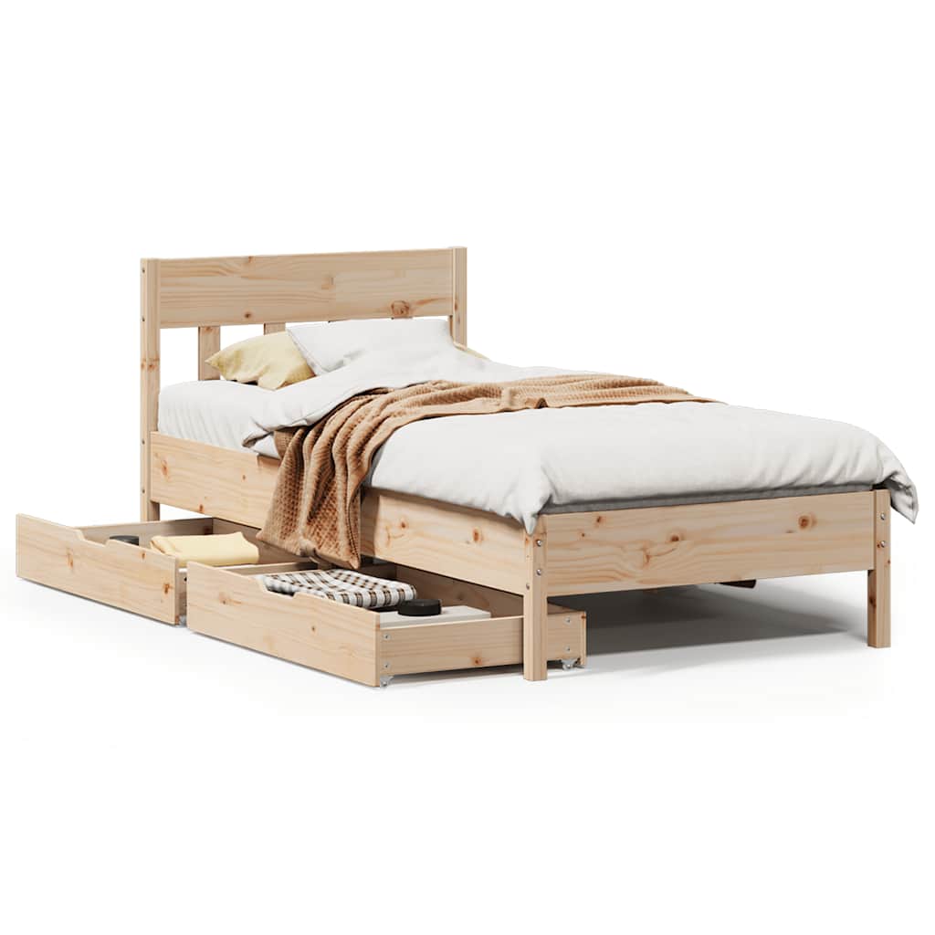Bedframe zonder matras massief grenenhout 90x200 cm – afbeelding 2