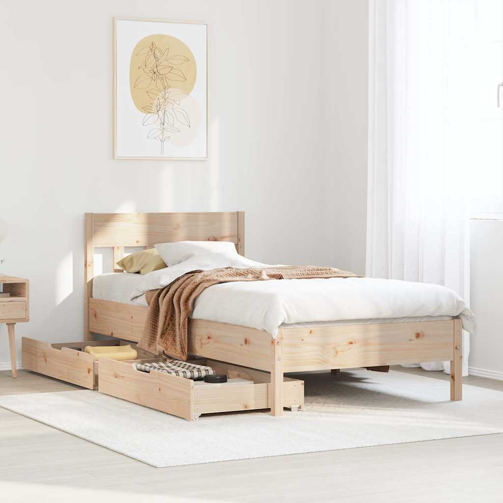 Bedframe zonder matras massief grenenhout 75x190 cm – afbeelding 1