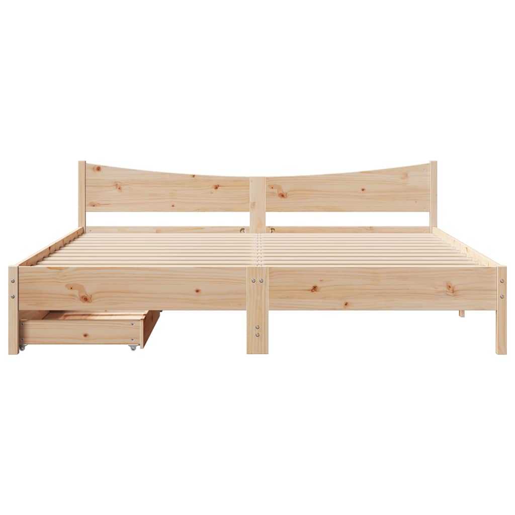 Bedframe met lades massief grenenhout 200x200 cm – afbeelding 4