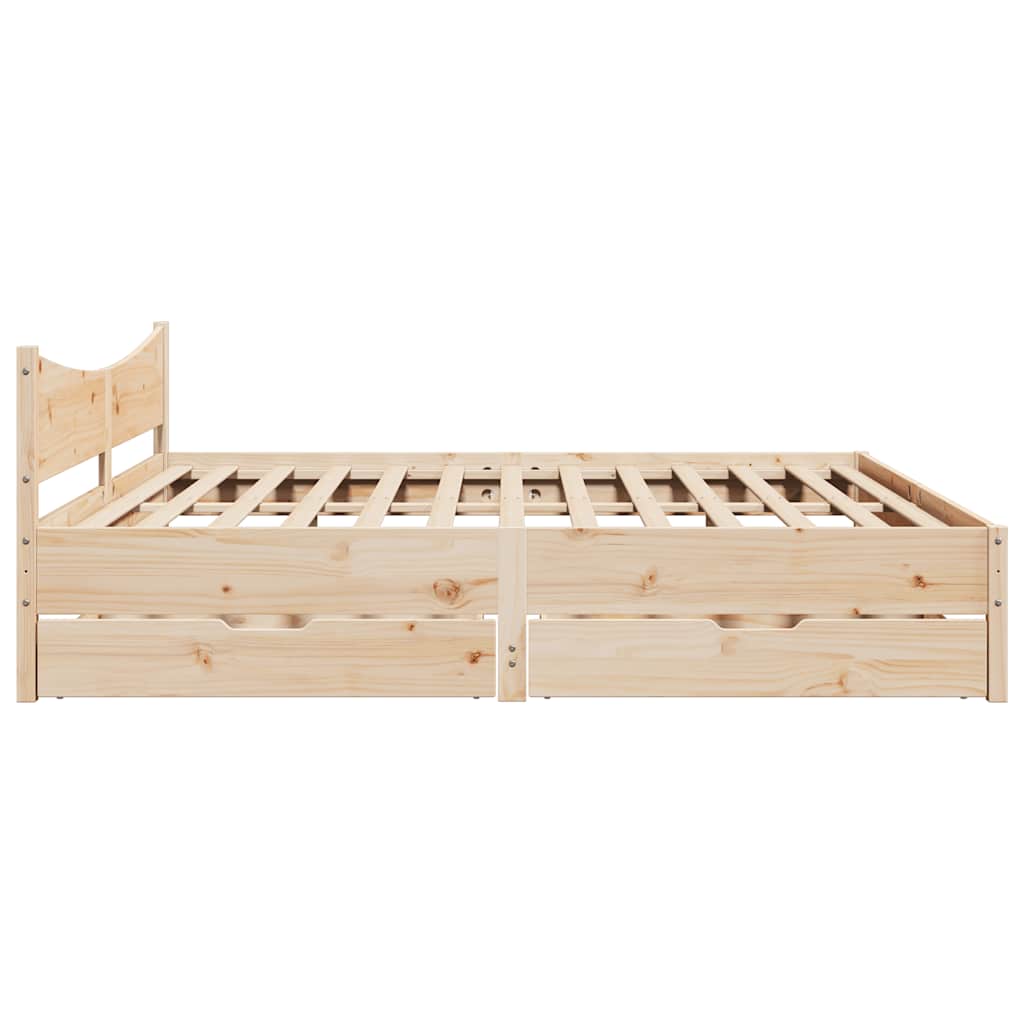 Bedframe met lades massief grenenhout 200x200 cm – afbeelding 7