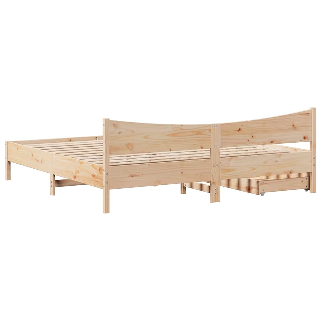 Bedframe met lades massief grenenhout 200x200 cm – afbeelding 8