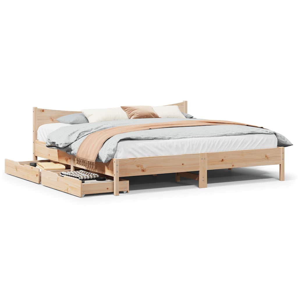 Bedframe met lades massief grenenhout 180x200 cm – afbeelding 1