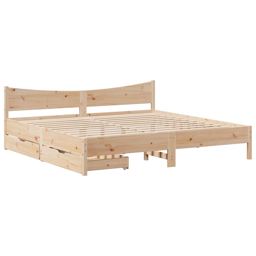 Bedframe met lades massief grenenhout 180x200 cm – afbeelding 2