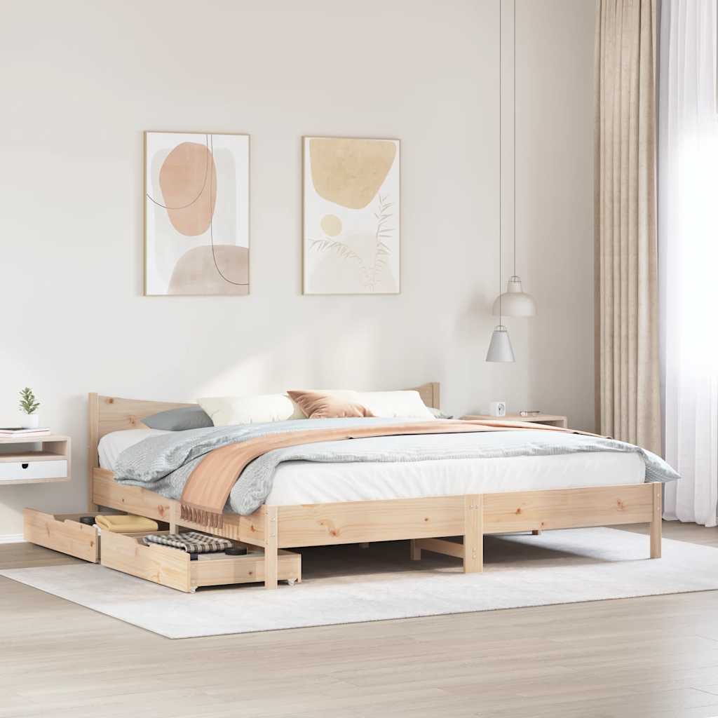 Bedframe met lades massief grenenhout 180x200 cm – afbeelding 3