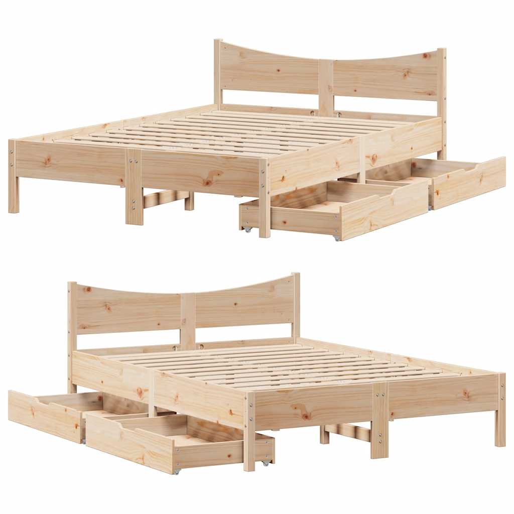Bedframe met lades massief grenenhout 150x200 cm – afbeelding 9