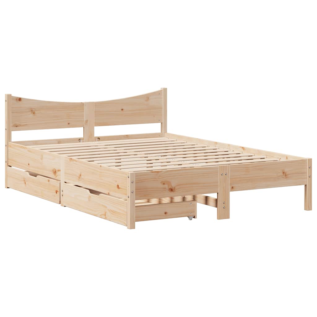 Bedframe met lades massief grenenhout 140x200 cm – afbeelding 2