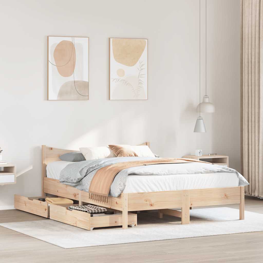 Bedframe met lades massief grenenhout 140x200 cm – afbeelding 3