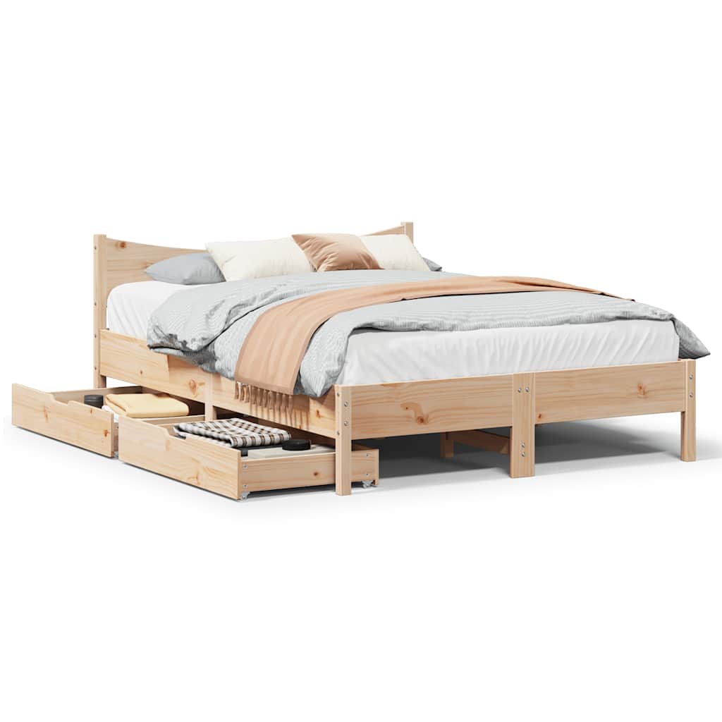 Bedframe met lades massief grenenhout 120x200 cm – afbeelding 1