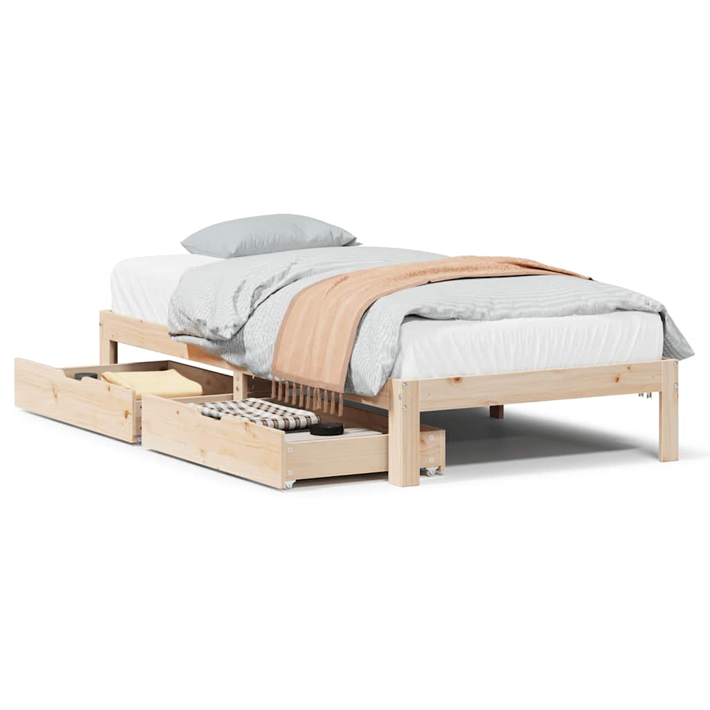 Bedframe met lades massief grenenhout 75x190 cm – afbeelding 2