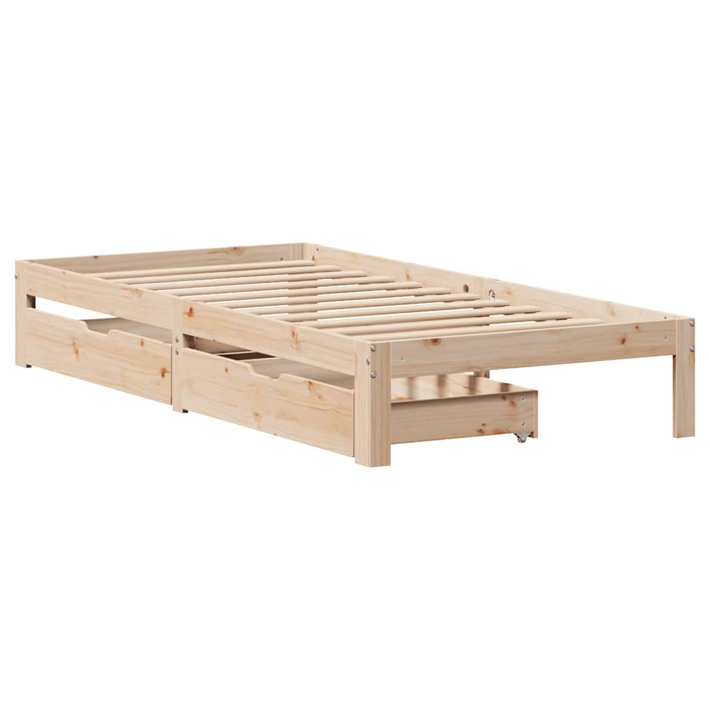 Bedframe met lades massief grenenhout 75x190 cm – afbeelding 3